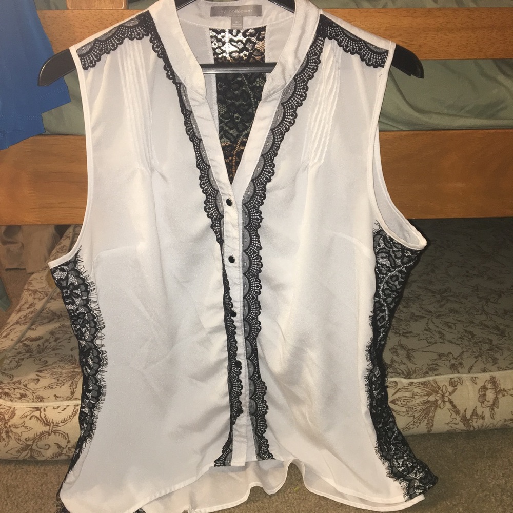 NY COLLECTION sheer lace blouse extra large